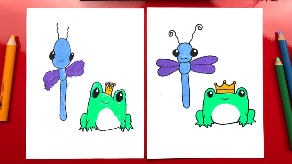How To Draw A Dragonfly And Frog