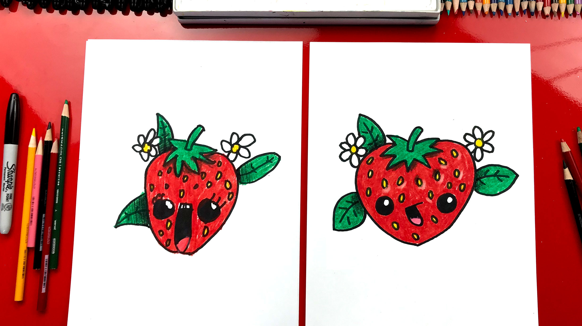 How To Draw A Cute Strawberry - Art For Kids Hub