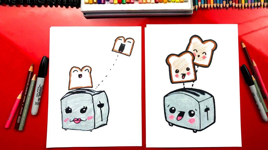 How To Draw Funny Toast And Toaster