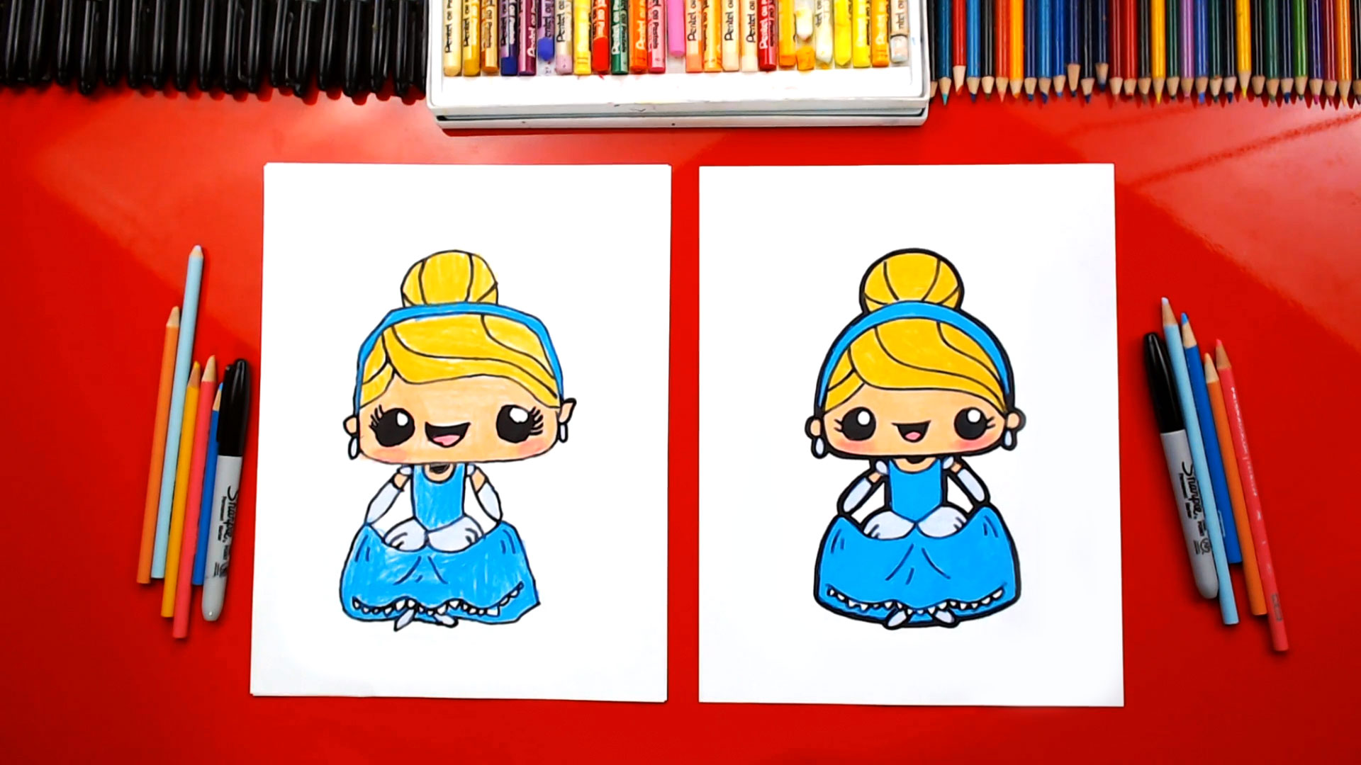 How To Draw Cute Cinderella Kawaii - Art For Kids Hub