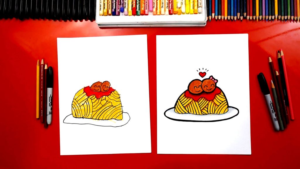 How To Draw Funny Spaghetti And Meatballs