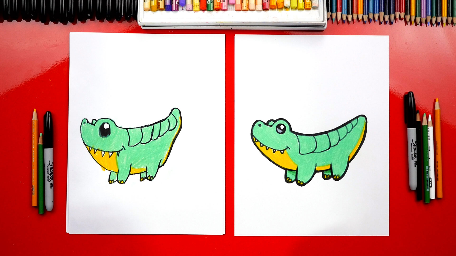 How To Draw A Cartoon Alligator - Art For Kids Hub -
