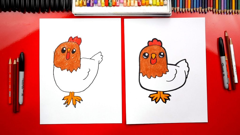 How To Draw A Cartoon Chicken
