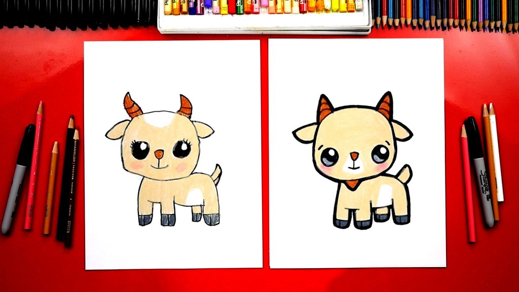 How To Draw A Cute Cartoon Goat
