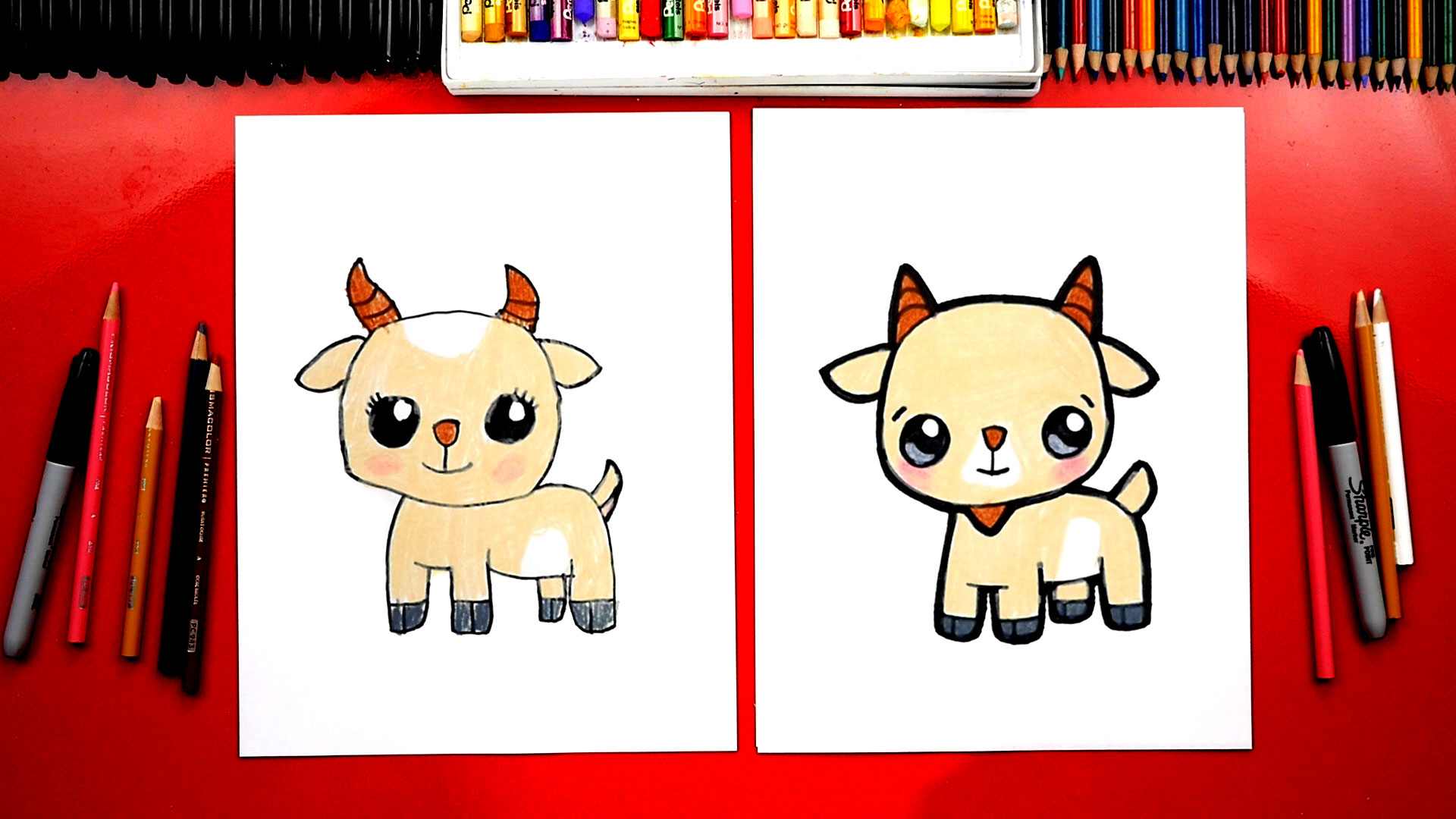 How To Draw A Cute Cartoon Goat - Art For Kids Hub -