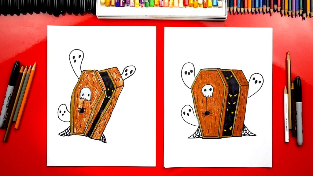 How To Draw A Coffin For Halloween