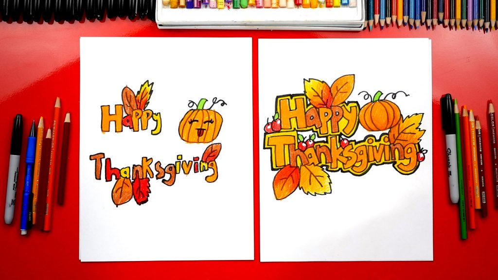 How To Draw Happy Thanksgiving Block Letters