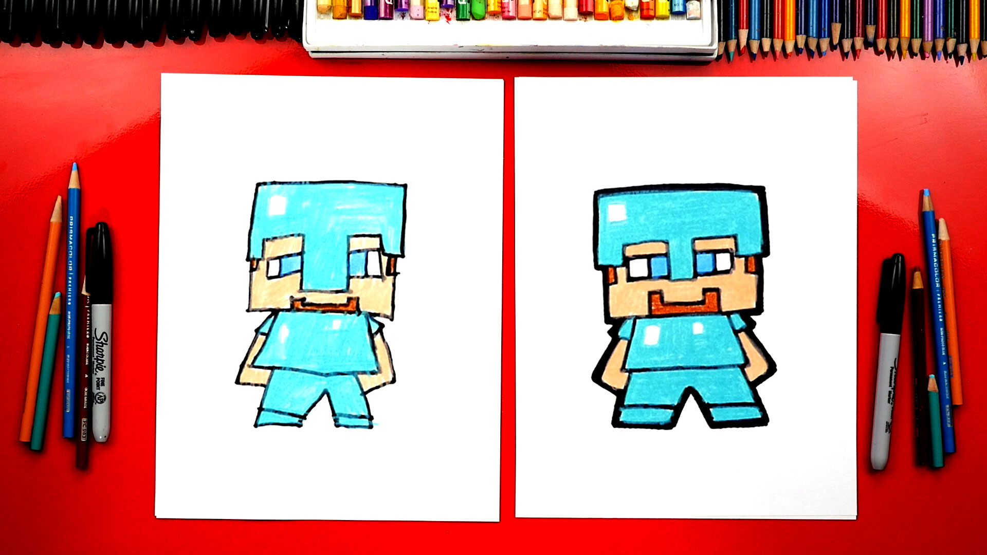 How To Draw Minecraft Steve With Diamond Armor - Art For 
