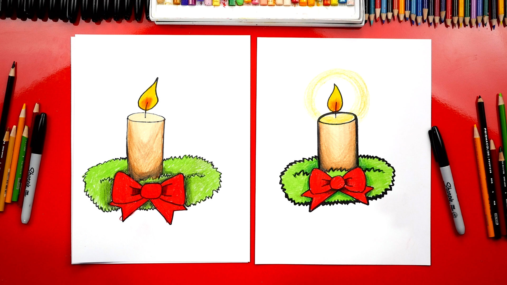 How To Draw A Christmas Candle - Art For Kids Hub
