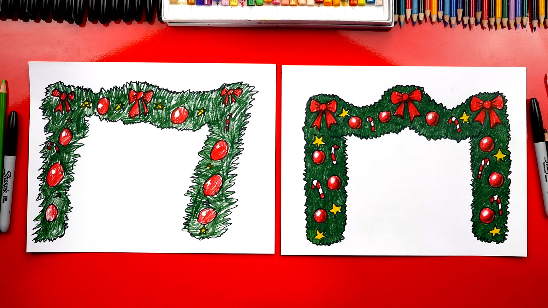 How To Draw Christmas Garland Art For Kids Hub
