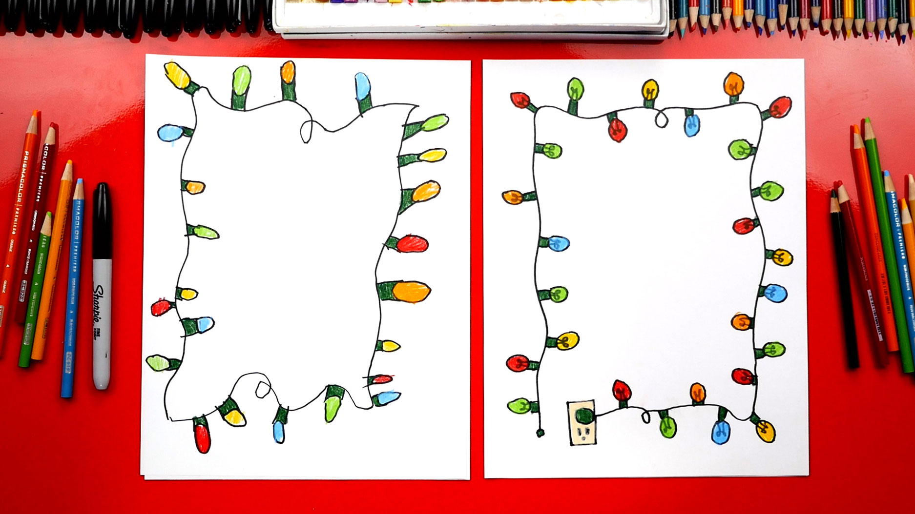 How To Draw Christmas Lights - Art For Kids Hub