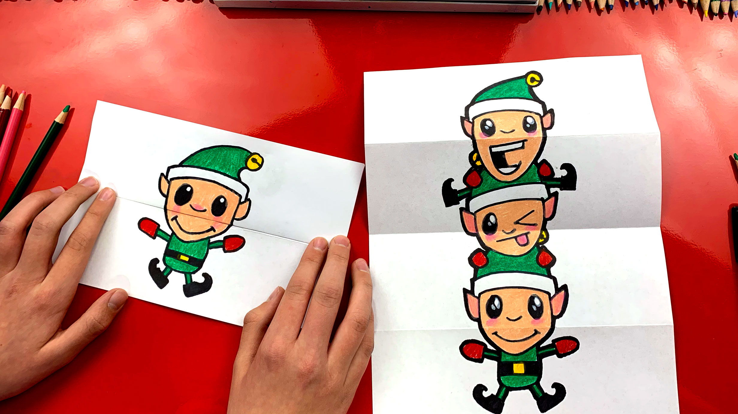 How To Draw An Elf Stack (Folding Surprise) - Art For Kids Hub