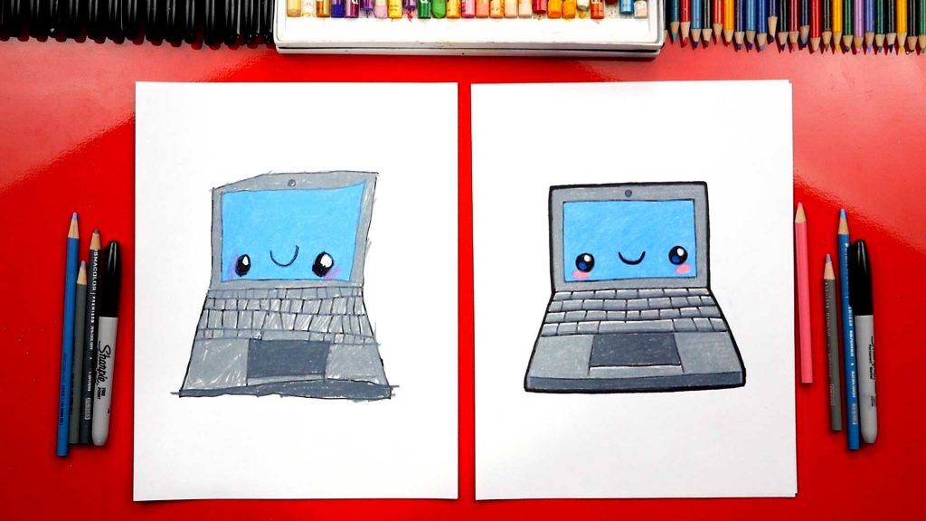 How To Draw A Funny Laptop Computer + Spotlight