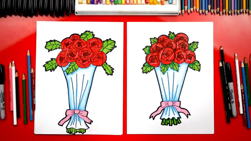 How To Draw A Bouquet Of Roses