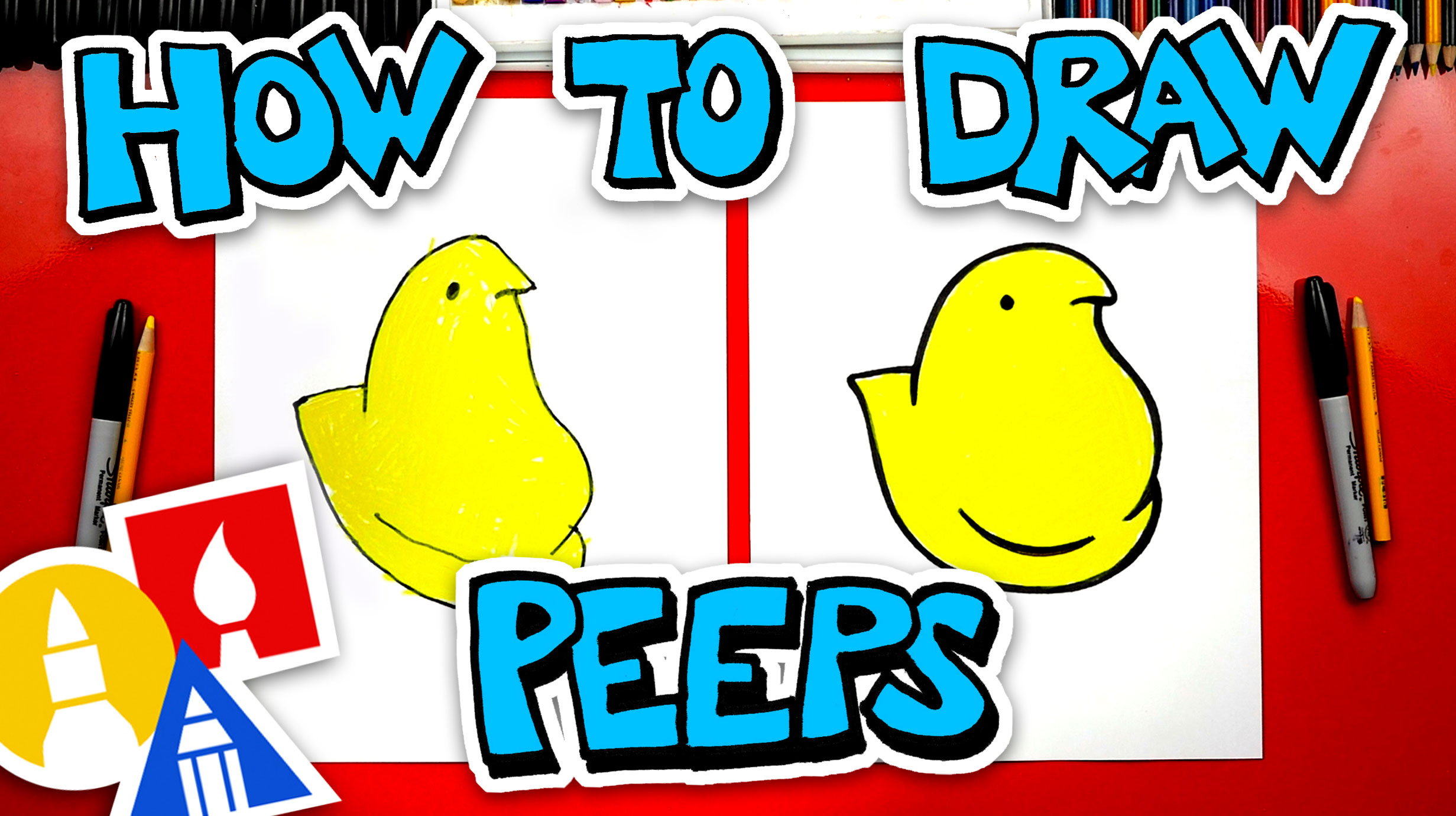 How To Draw An Easter Peeps Chick - Art For Kids Hub