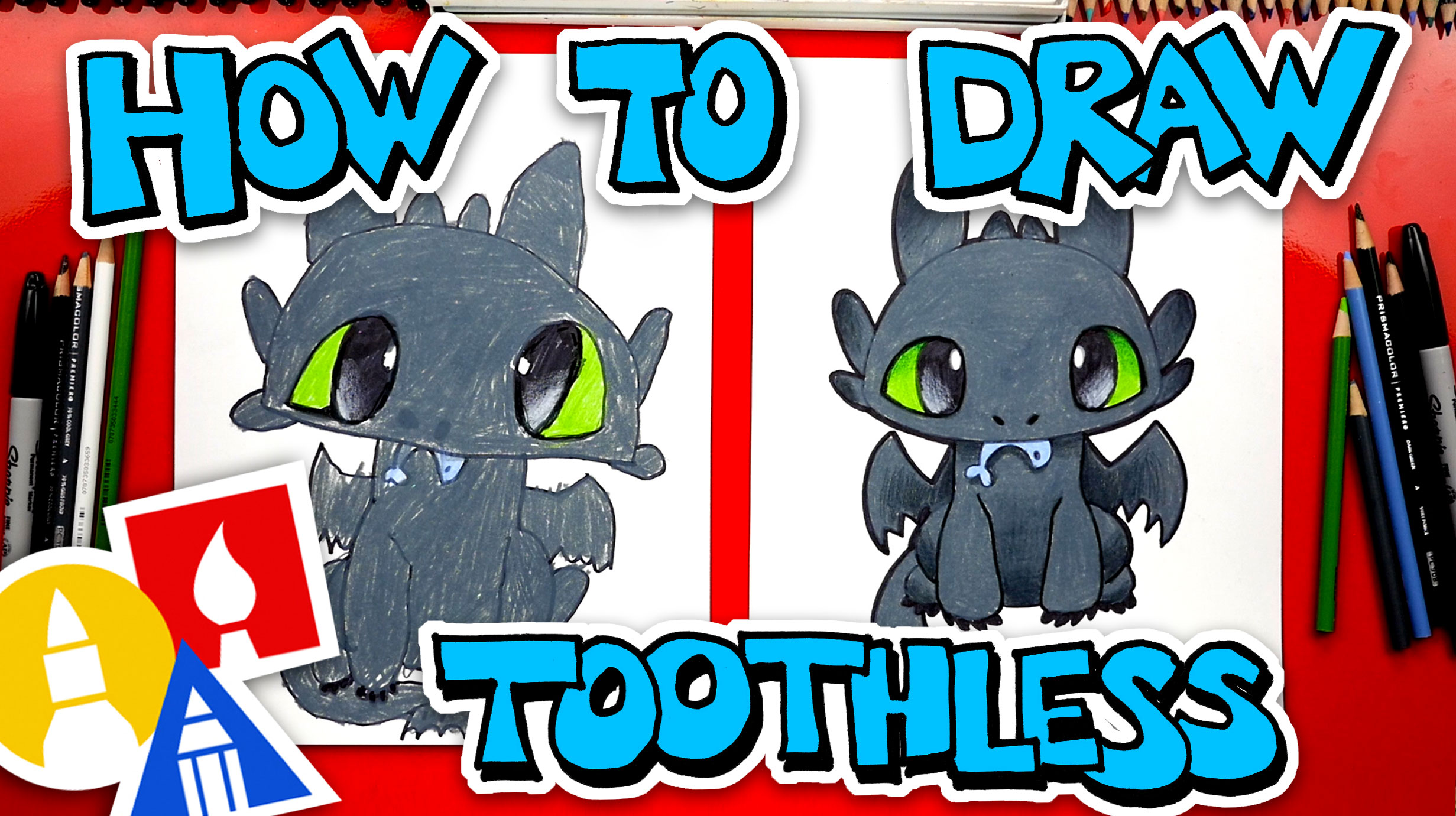 How To Draw Toothless From How To Train Your Dragon (Night Fury) - Art For Kids Hub