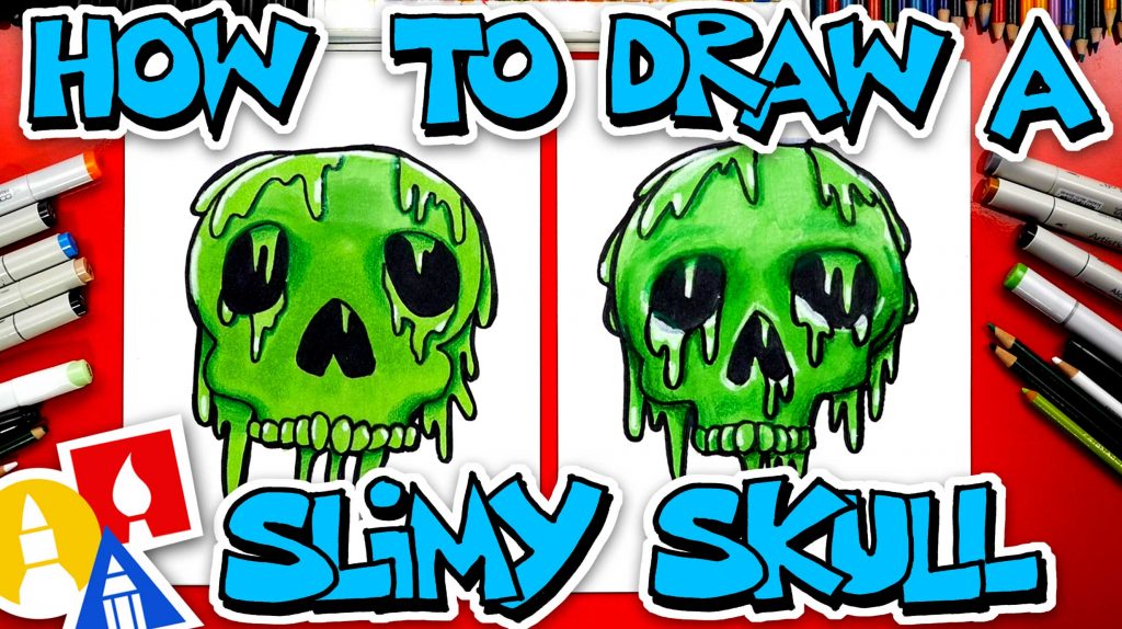 How To Draw A Slimy Skull For Halloween