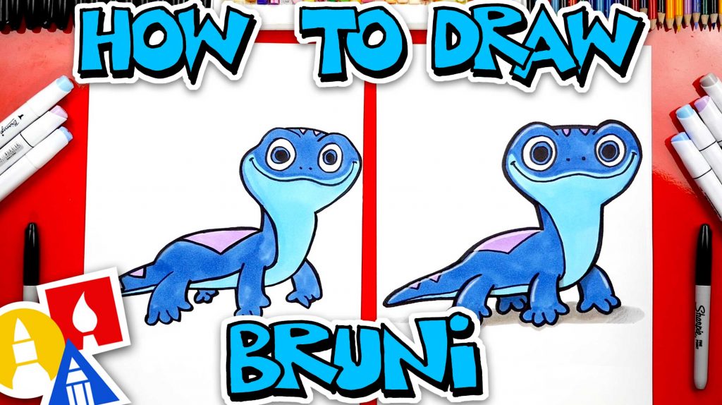 How To Draw Bruni The Salamander Fire Spirit From Frozen 2