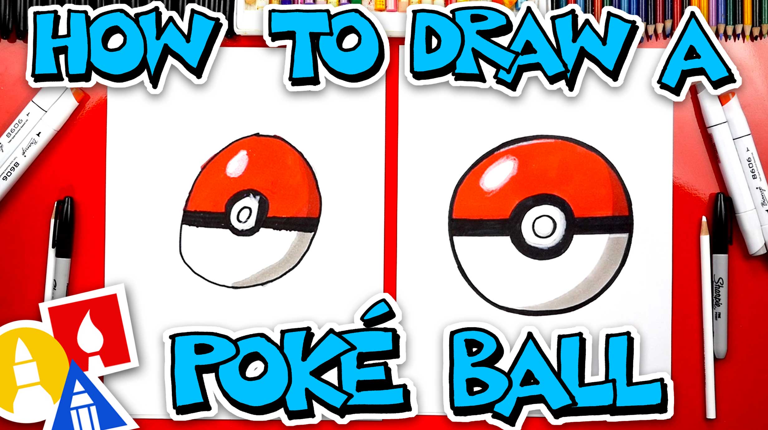 How To Draw A Poké Ball From Pokémon - Art For Kids Hub