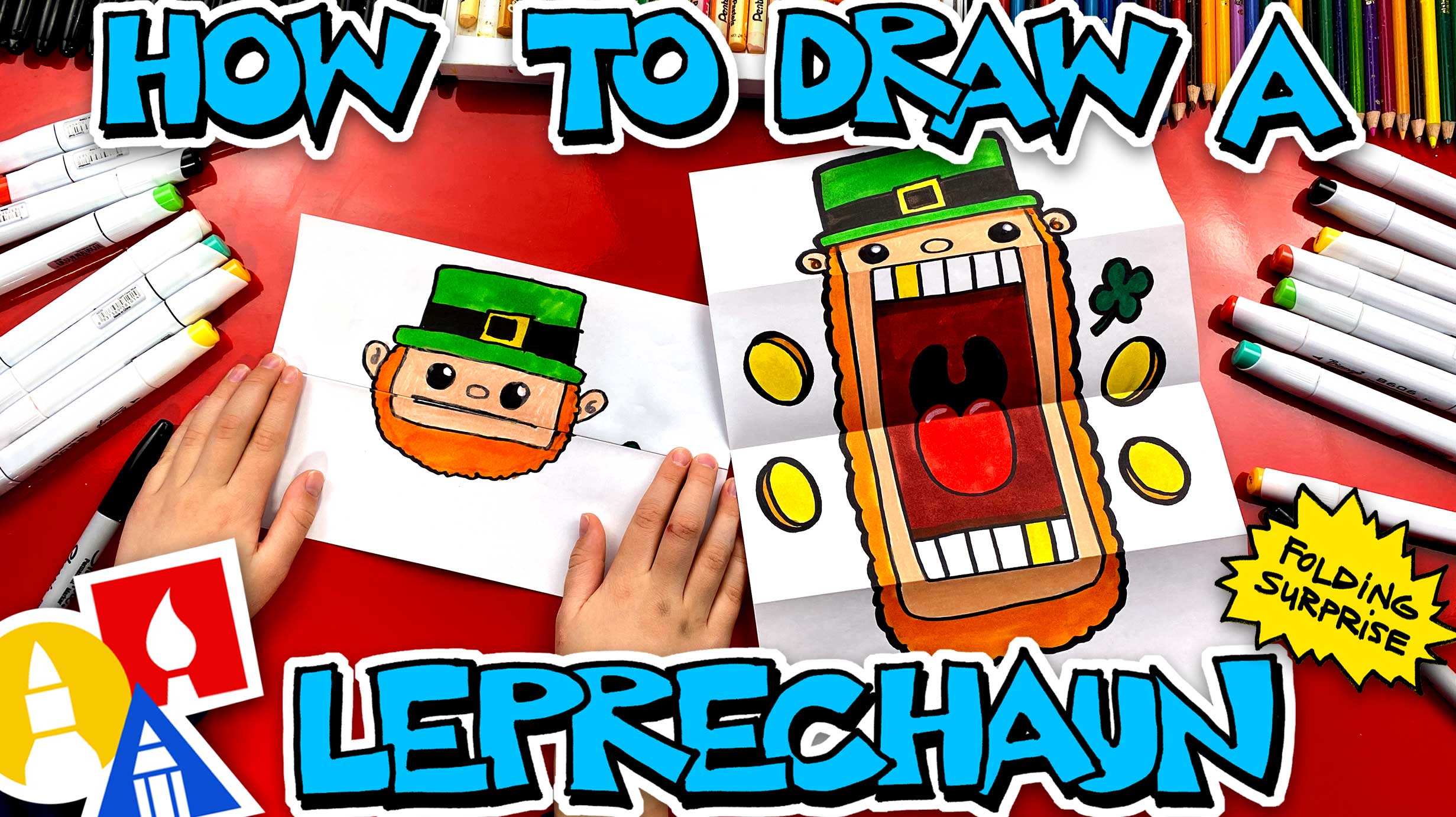 How To Draw A Leprechaun Folding Surprise Puppet - Art For Kids Hub
