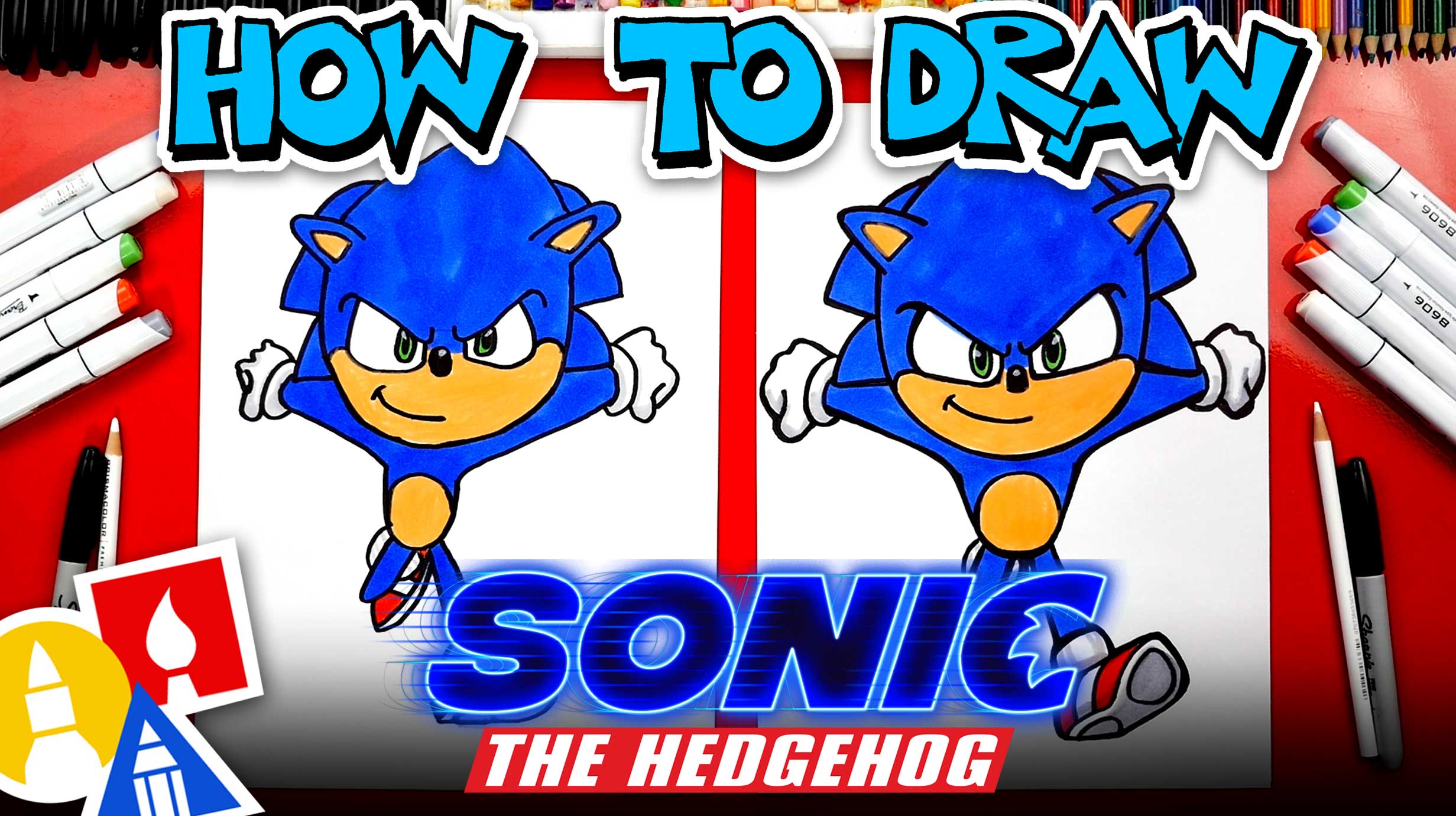 How To Draw Sonic From Sonic The Hedgehog Movie - Art For Kids Hub
