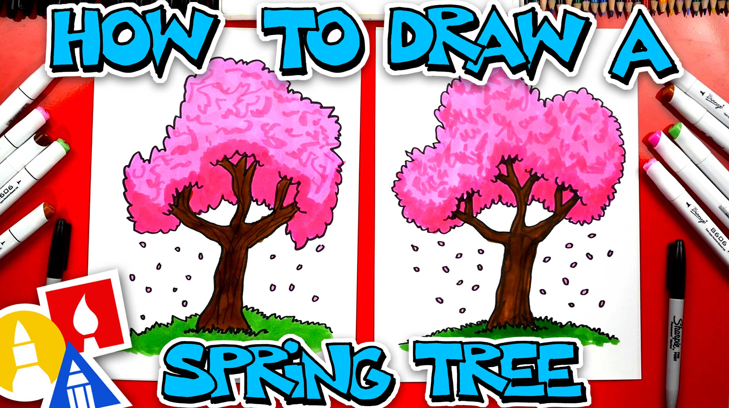 How To Draw A Cherry Blossom Spring Tree - Art For Kids Hub