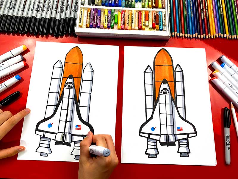 How To Draw The Space Shuttle Art For Kids Hub