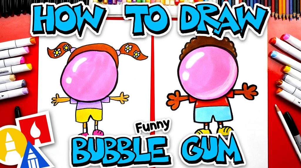 How To Draw A Kid Blowing A Giant Bubblegum Bubble