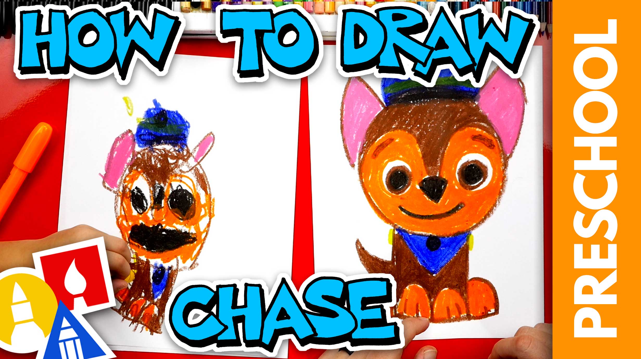 How To Draw Chase From Paw Patrol - Preschool - Art For Kids Hub