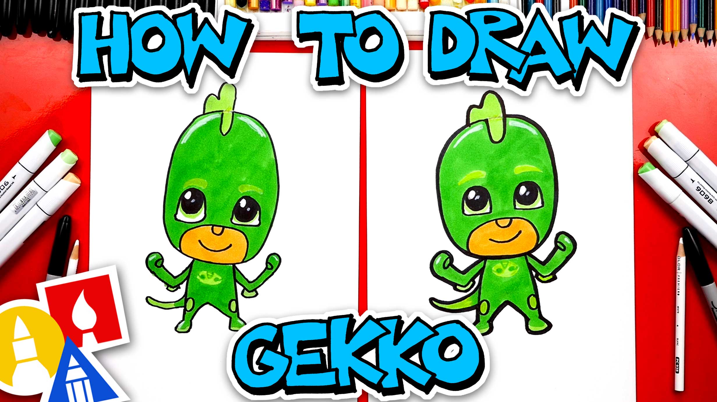 How To Draw Gekko From PJ Masks Art For Kids Hub
