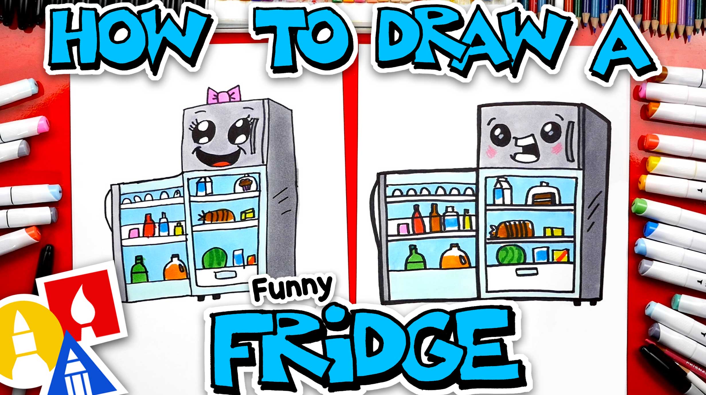 How To Draw A Funny Cartoon Fridge - Art For Kids Hub