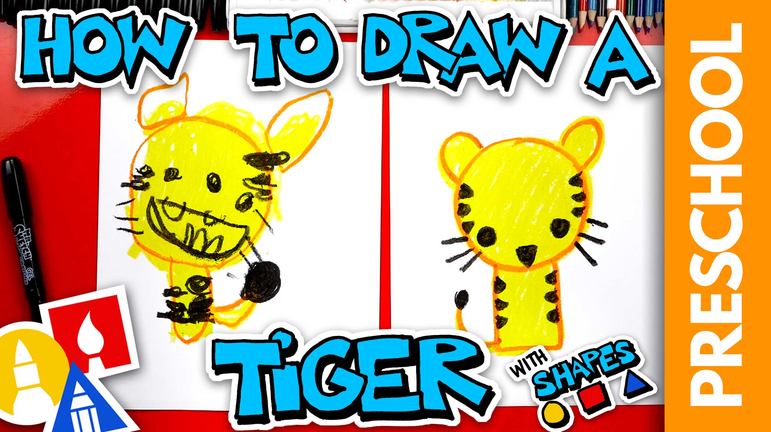 How To Draw A Tiger - Preschool - Art For Kids Hub