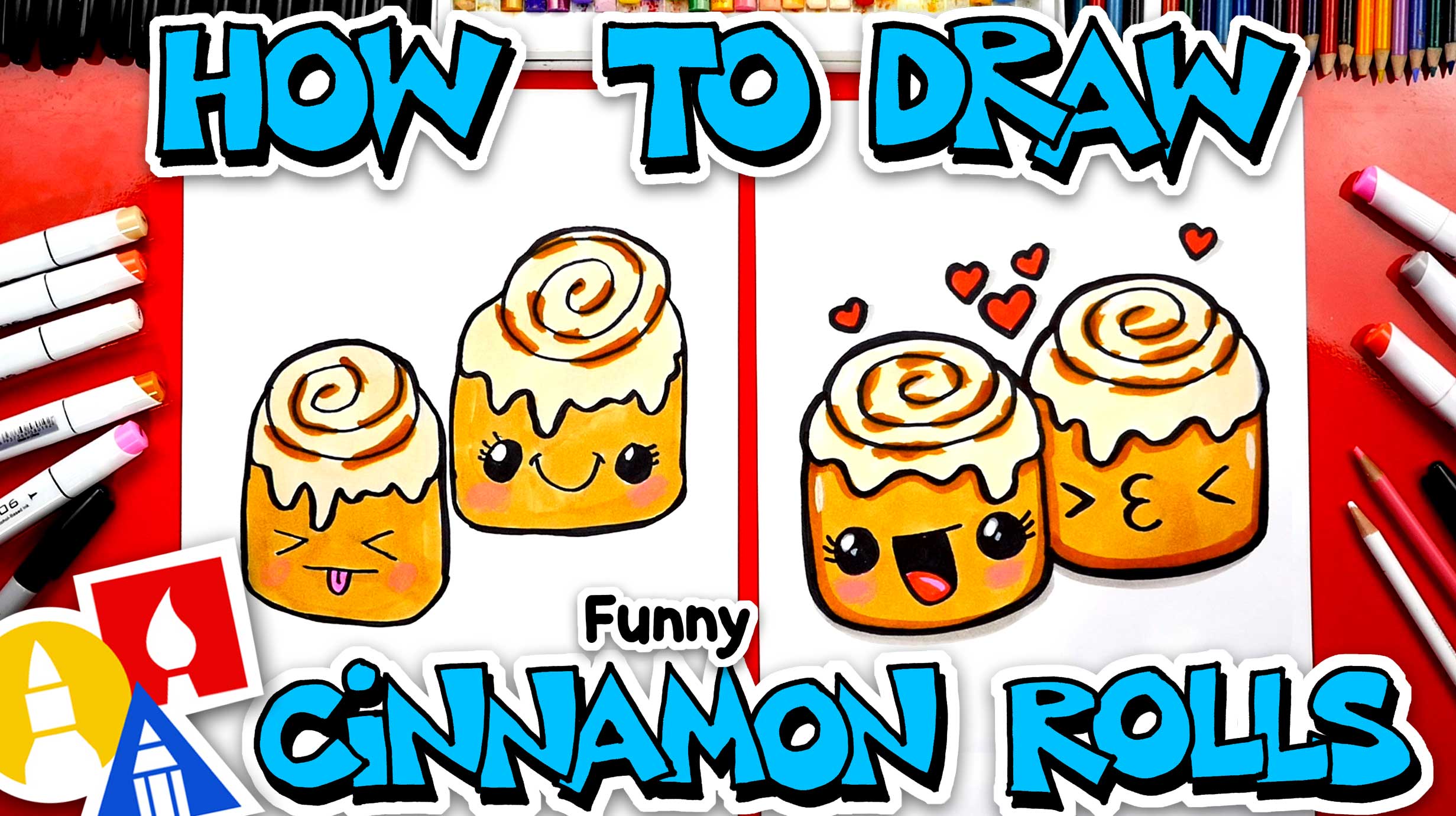 How To Draw Funny Cartoon Cinnamon Rolls