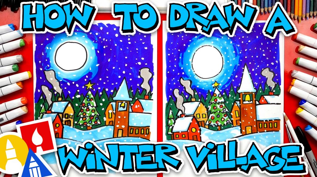 How To Draw A Winter Village