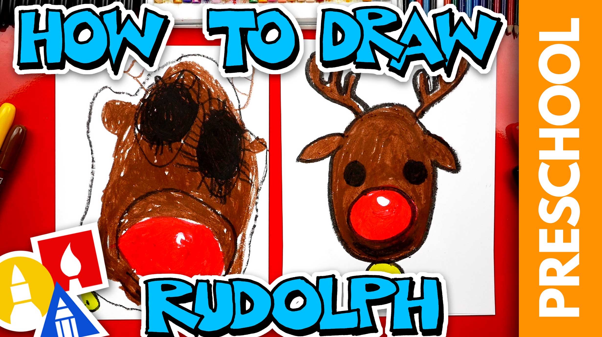How To Draw Rudolph - Preschool - Art For Kids Hub