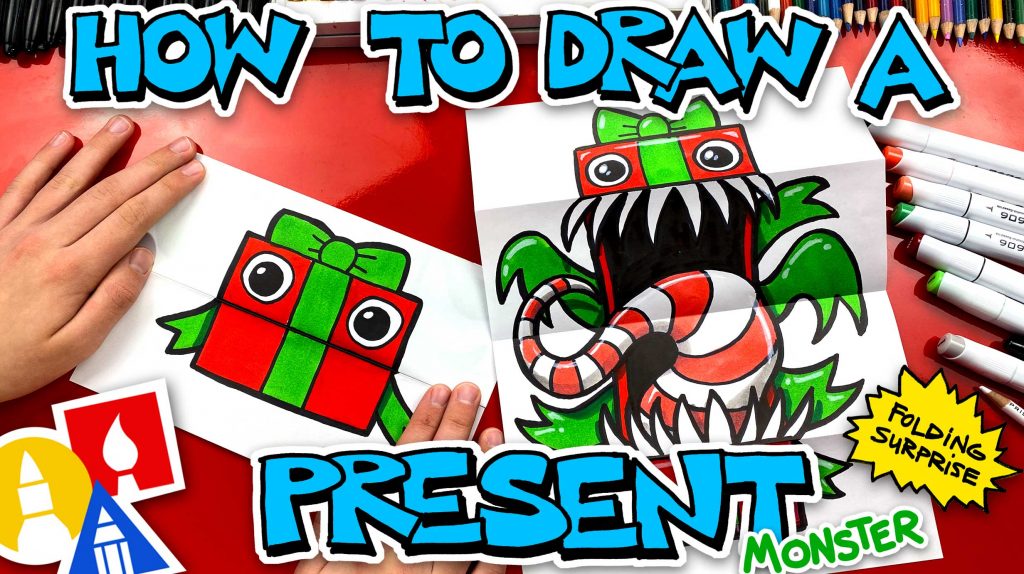 How To Draw A Present Monster Folding Surprise