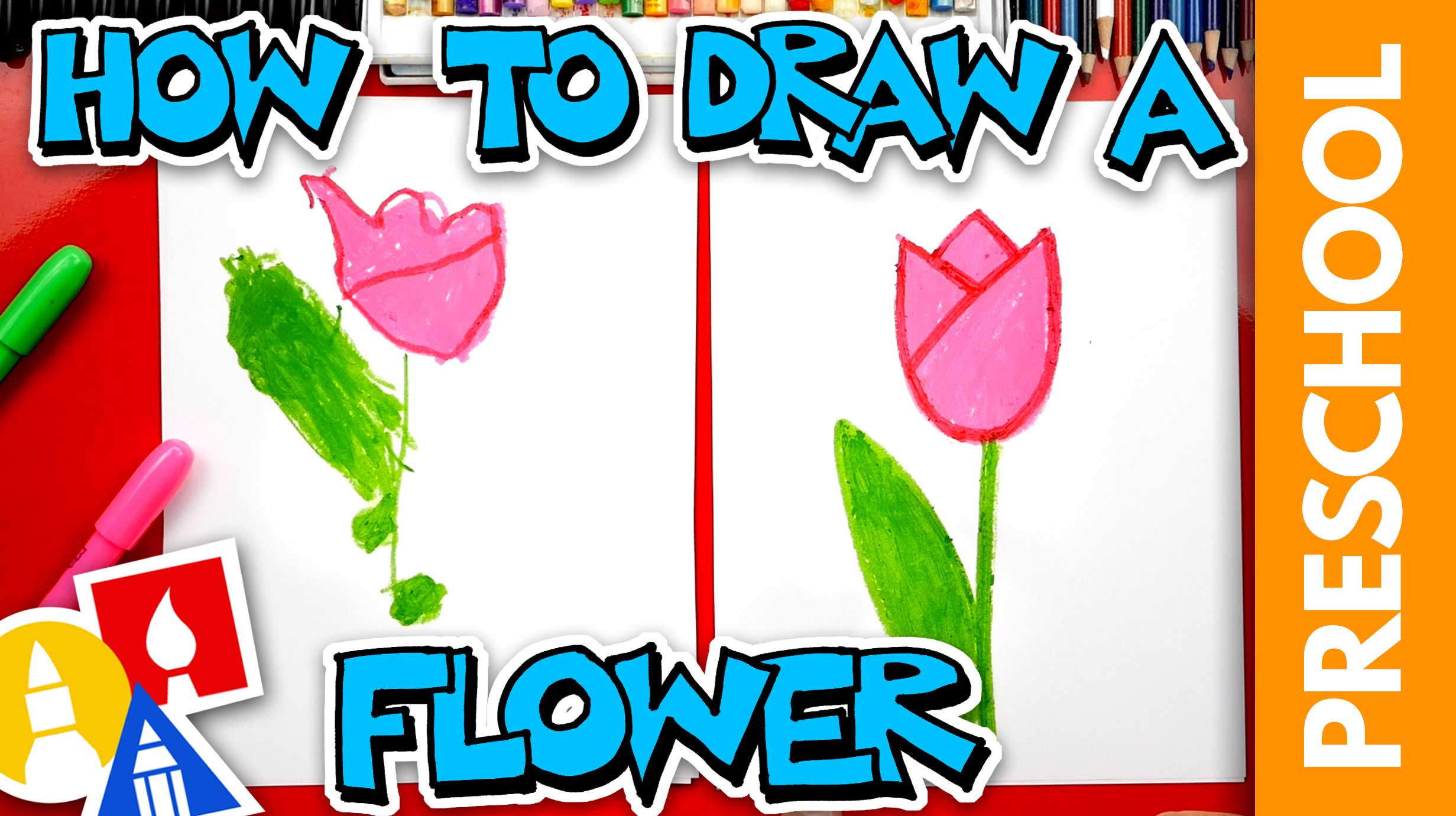 How To Draw A Flower (Tulip) Preschool Art For Kids Hub