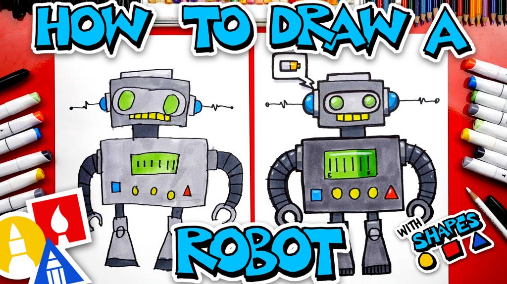 How To Draw A Robot Using Shapes