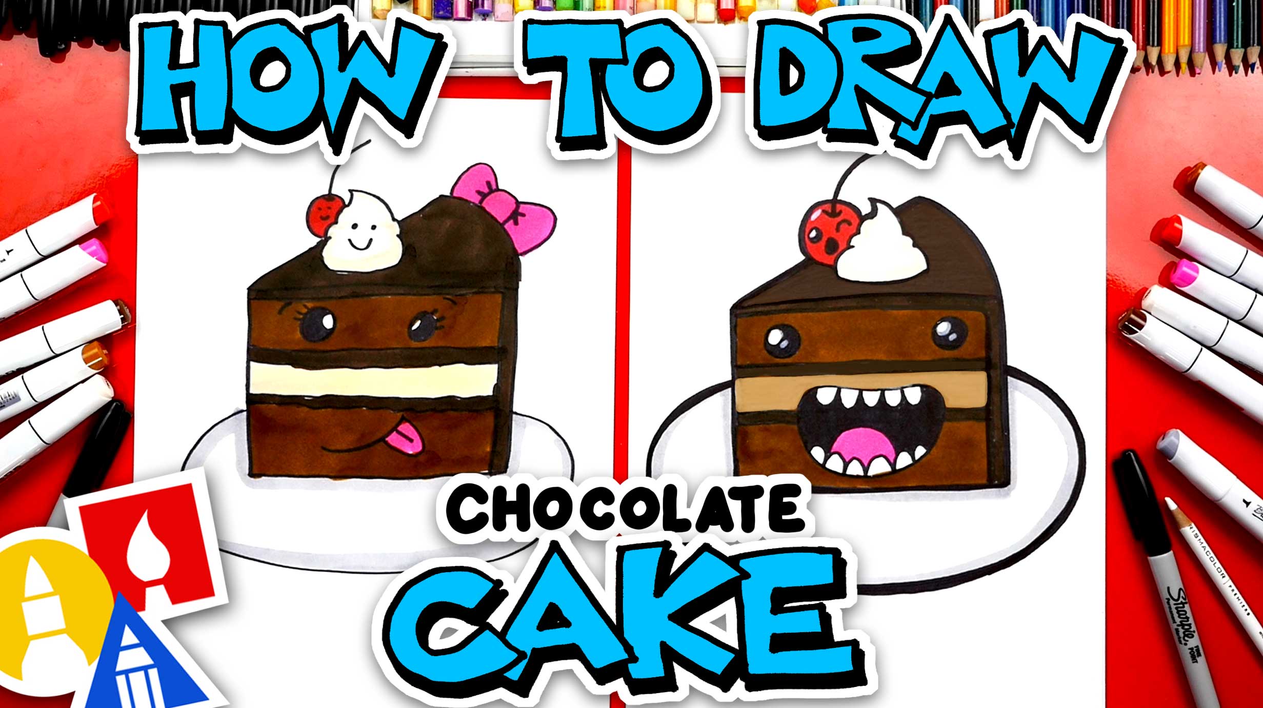 How To Draw Funny Chocolate Cake - Art For Kids Hub