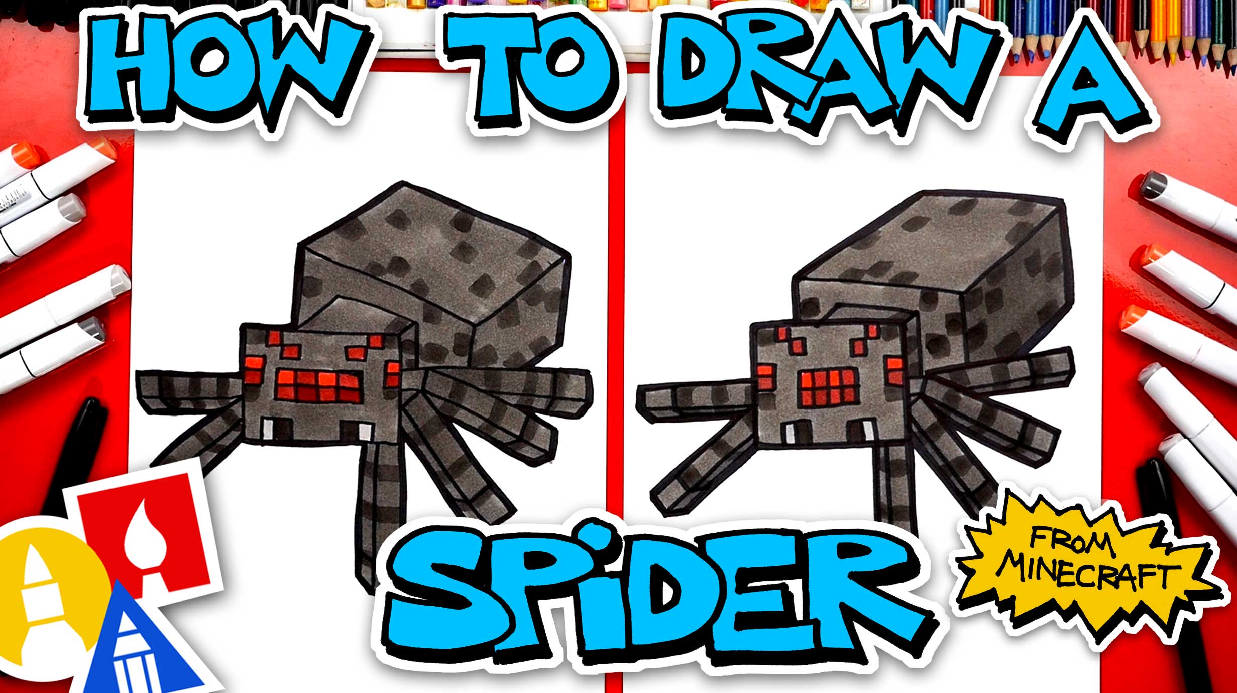 How To Draw A Minecraft Spider - Art For Kids Hub