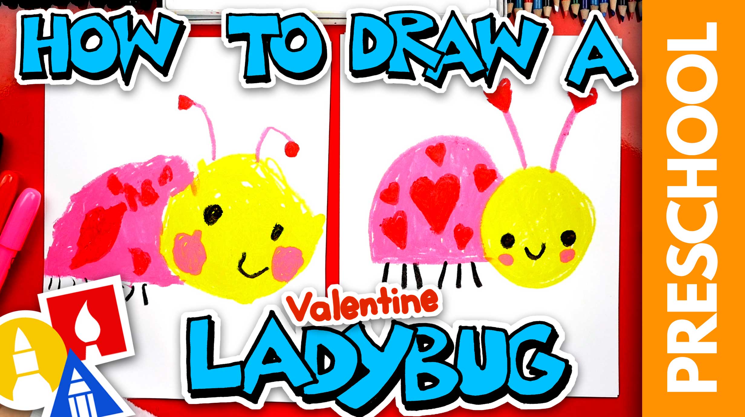 Valentine&rsquo;s Ladybug Drawing Tutorial