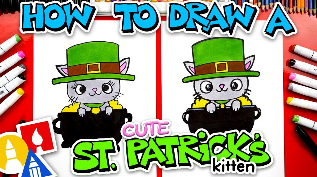 How To Draw A Cute St. Patricks Day Kitten
