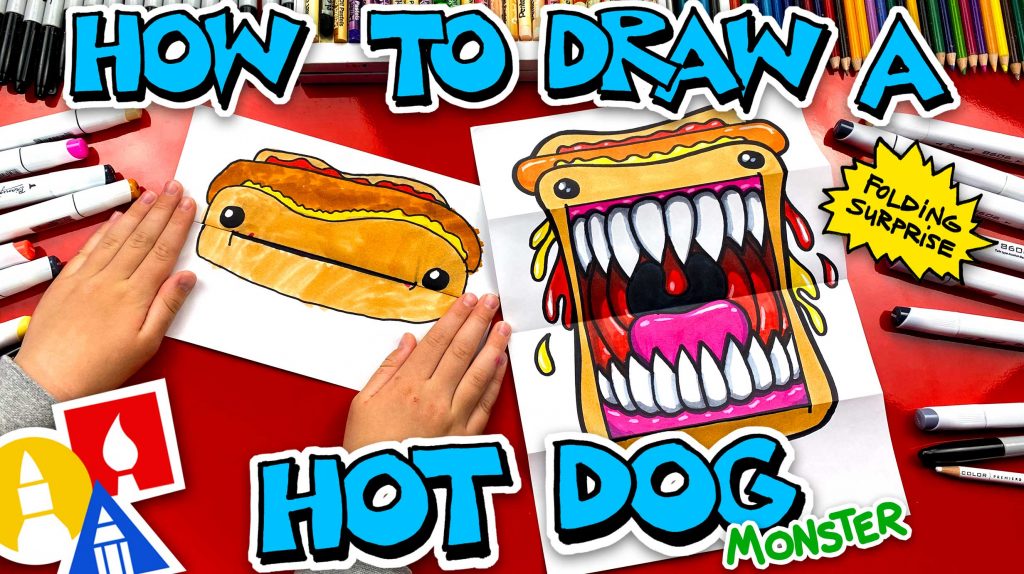 How To Draw A Hot Dog Monster – Folding Surprise