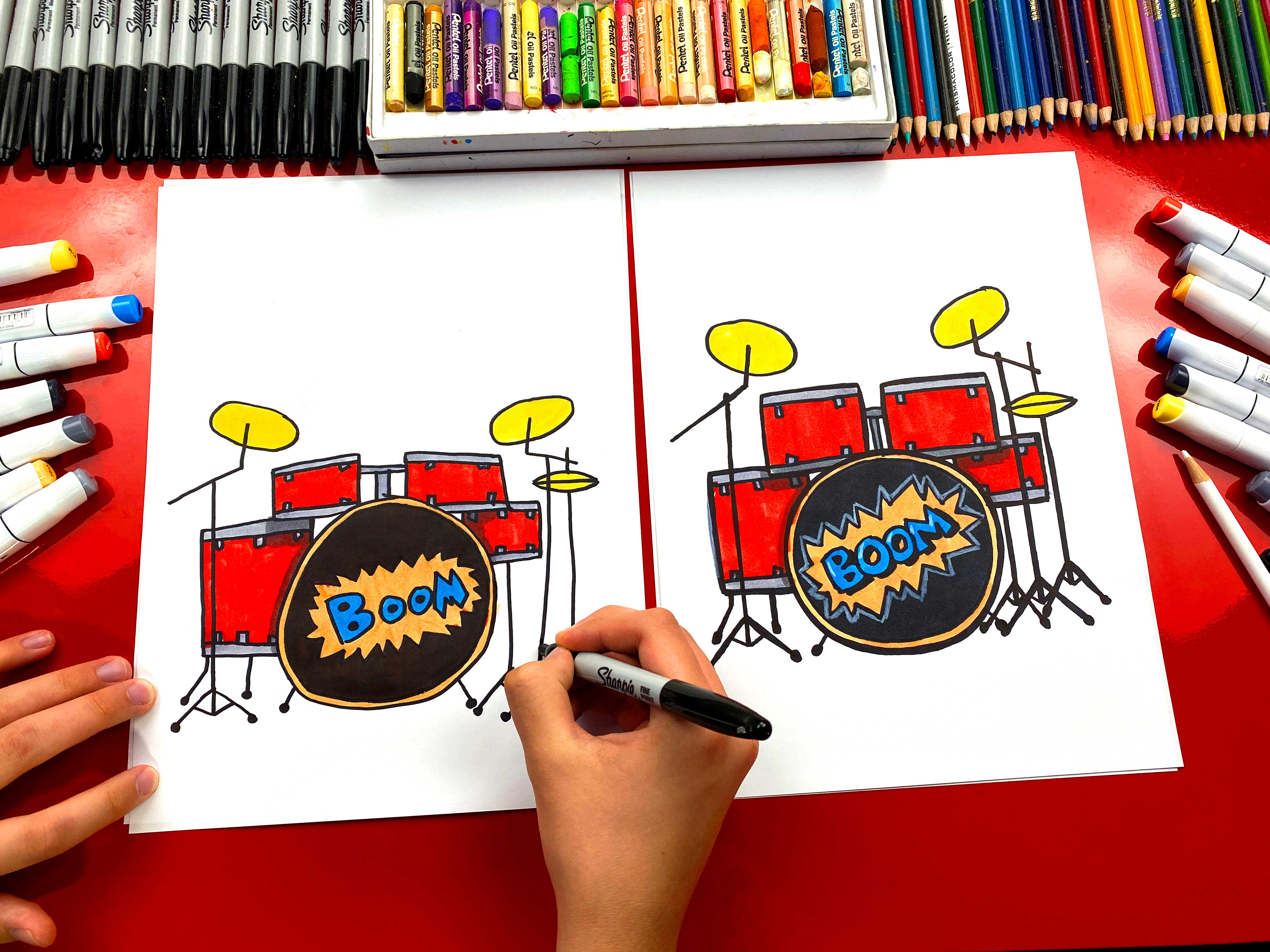 How To Draw A Drum Set - Art For Kids Hub