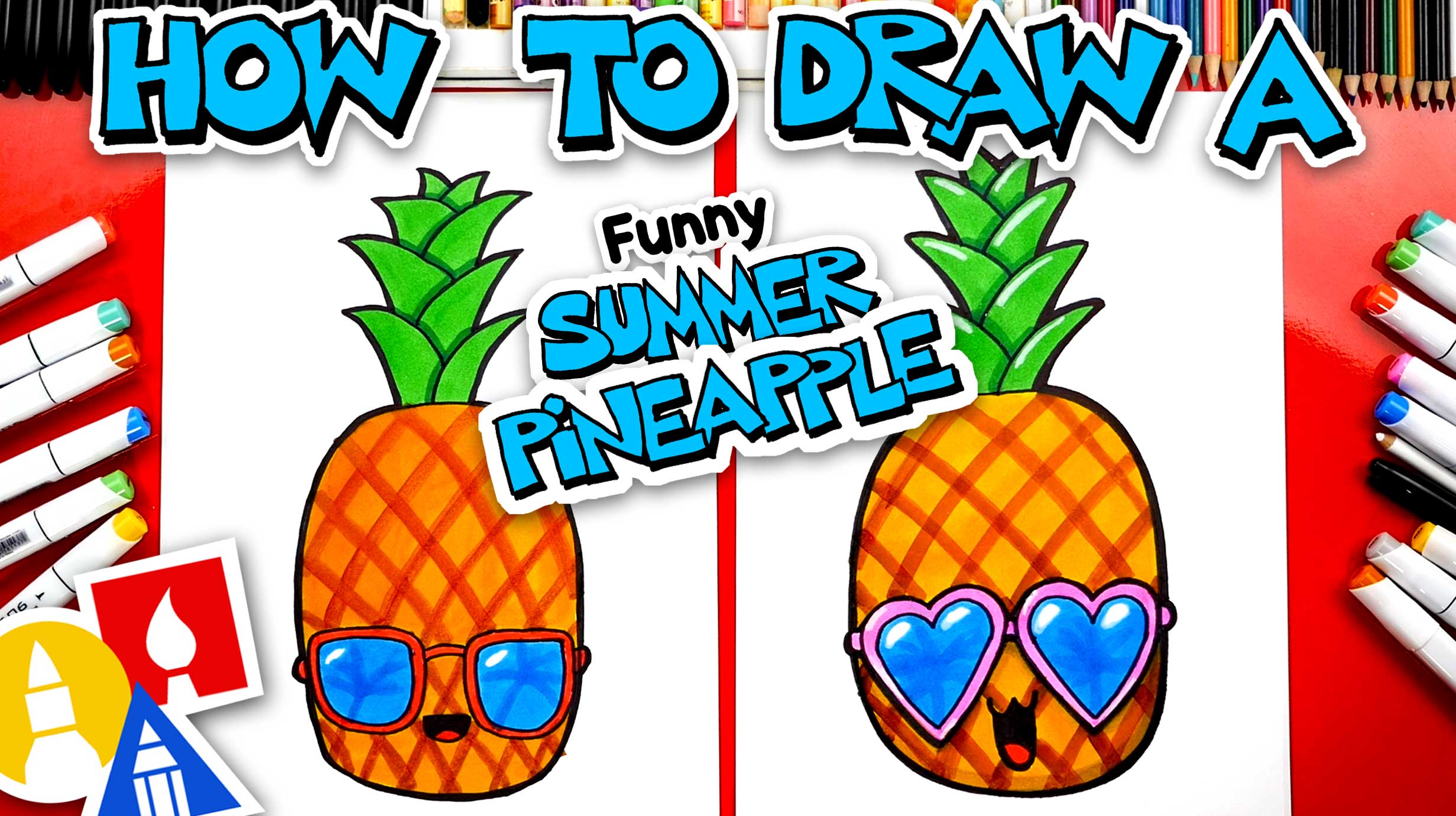 How To Draw A Funny Summer Pineapple - Art For Kids Hub -