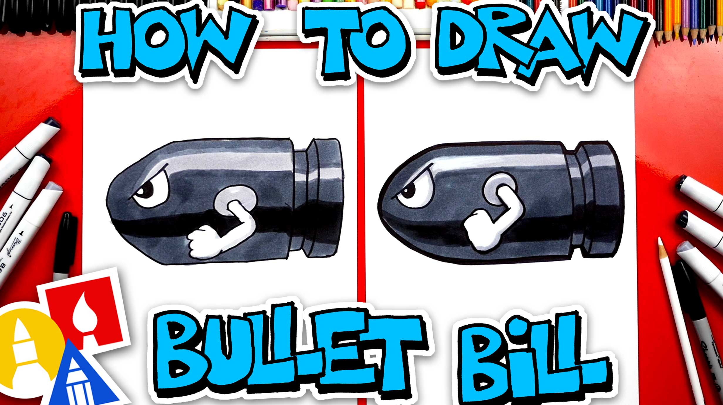How To Draw Bullet Bill From Mario Art For Kids Hub