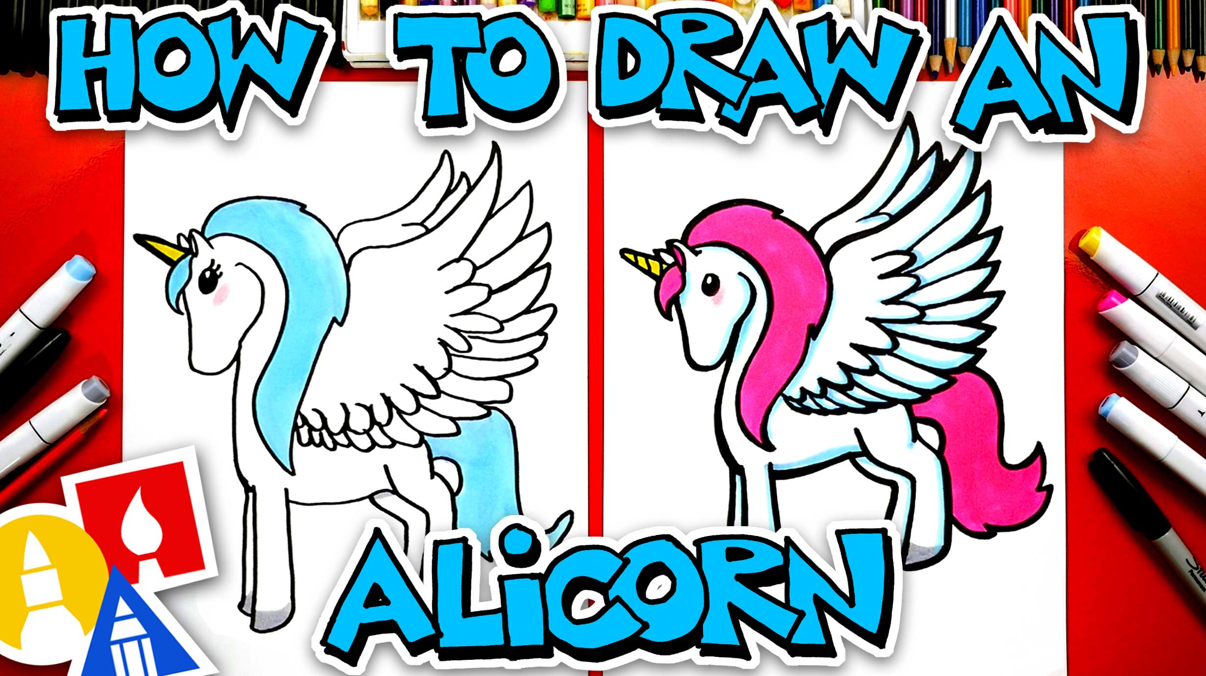How To Draw An Alicorn (Unicorn & Pegasus) - Art For Kids Hub