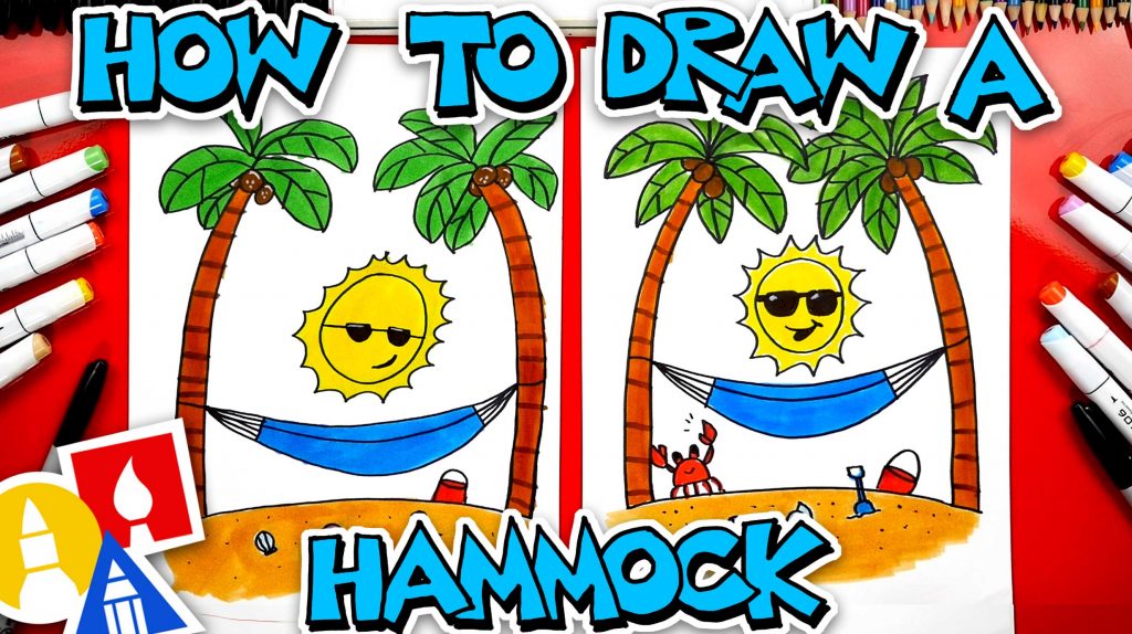 How To Draw A Summer Beach Hammock
