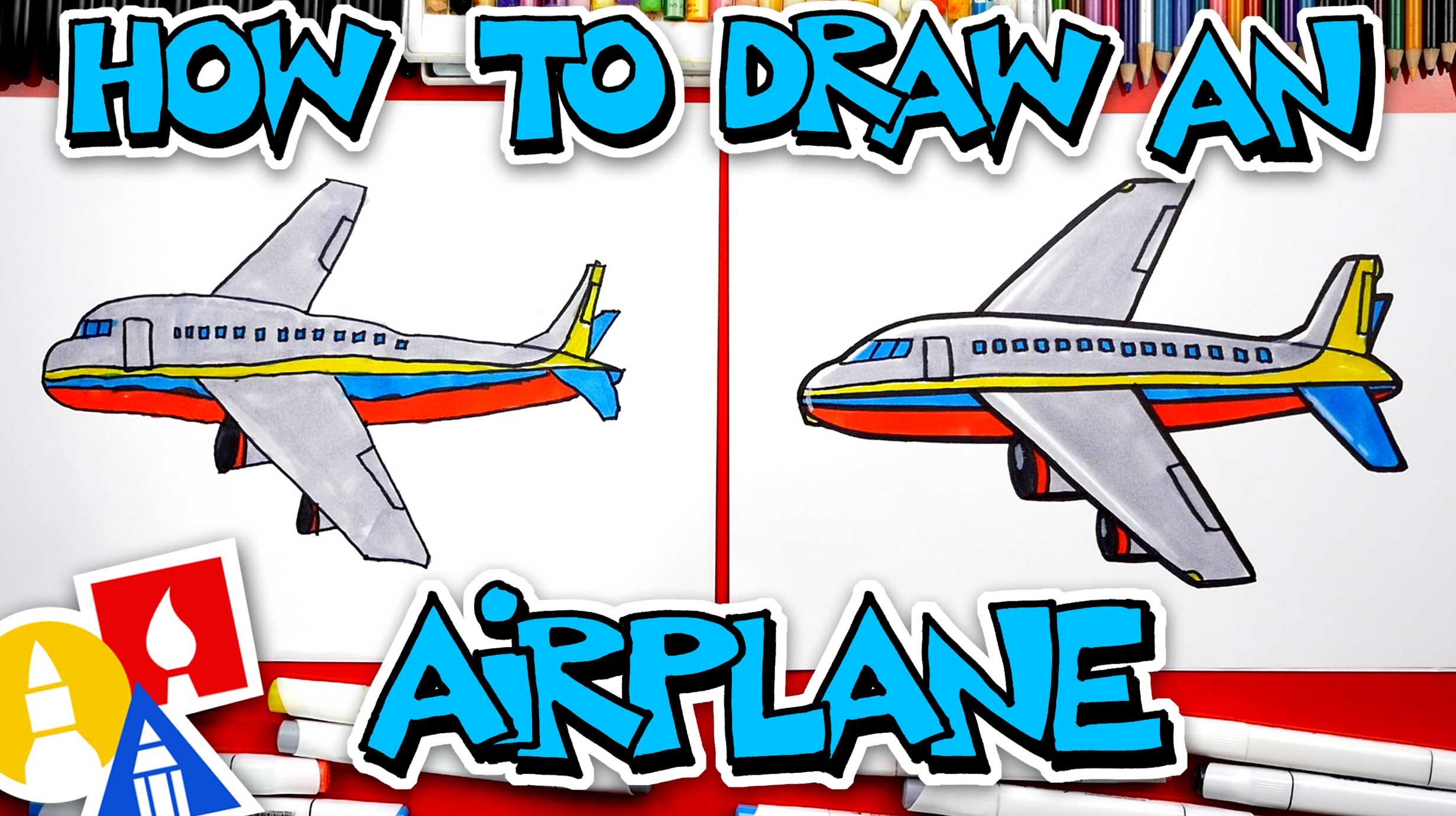 How To Draw An Airplane - Art For Kids Hub