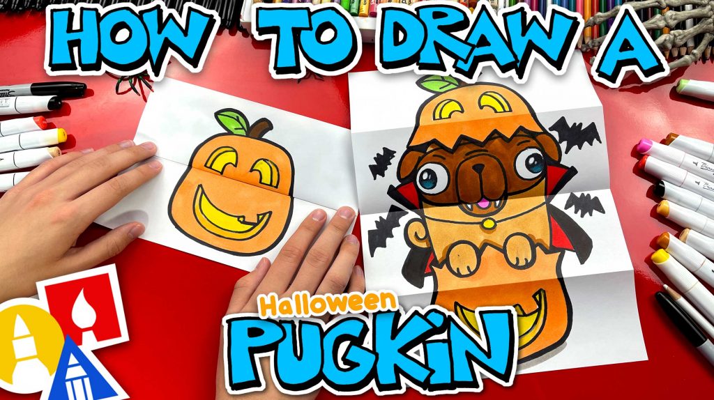 How To Draw A Cute Pug In A Pumpkin – A Pugkin!